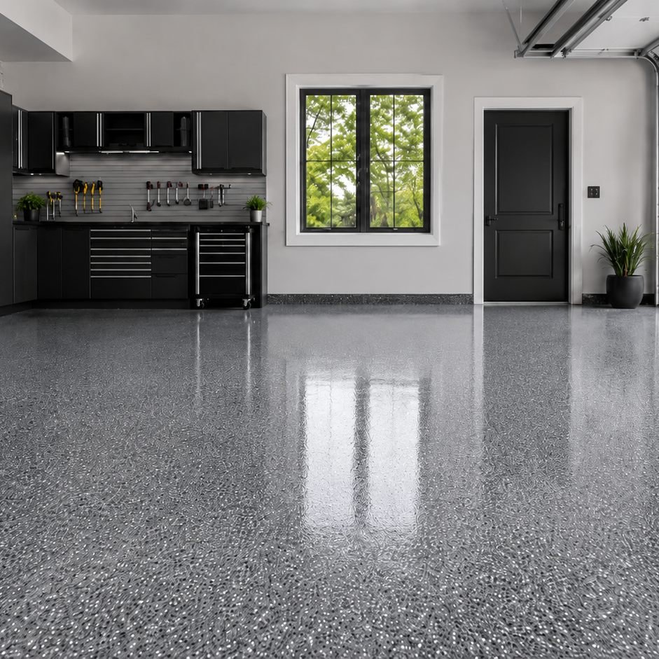Plancher époxy Garage résidentiel à Boisbriand